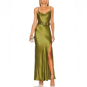 NICHOLAS Simone Cowl Neck Dress in Olive